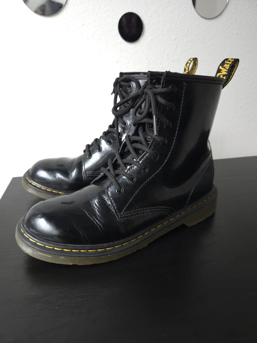 Dr. Martens 1460 8-Eye Smooth Black Patton Leather Lace-Up Boots